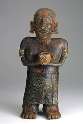 Figura Fêmea em pé, c.200 B.C.E.-300 C.E. (cerâmica com tinta deslizante vermelha, branca e preta)