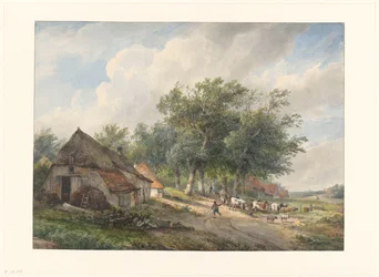 Paisagem com quintas e gado