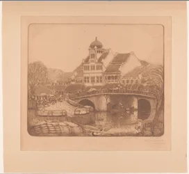 Ponte e edifício de escritórios em Batavia
Sobre o Kali Besar em Batávia (título original)