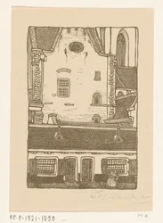 Casas contra o Sint-Bavokerk no Oude Groenmarkt em Haarlem St. Bavo, Haarlem (título original)