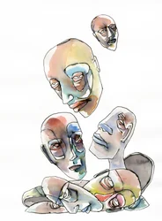 Cabeças humanas abstratas