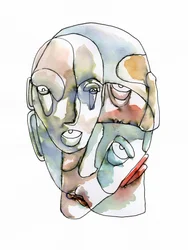 Rostos humanos fragmentados