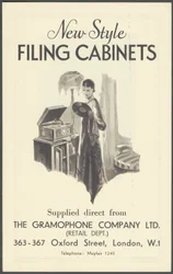 Armários de arquivamento da Gramophone Company, década de 1920
