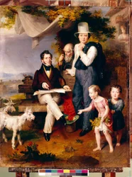 Auto-retrato com o Retrato do Artista G. Dawe (1781-1829). Pintura de Wilhelm August Golicke (1802-1848), óleo sobre tela