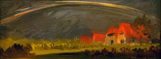 Paisagem de tempestade com arco-íris