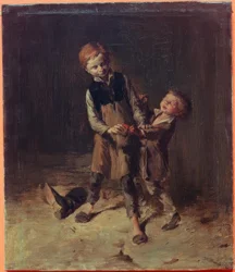 W.Busch, dois meninos sapateiros abaixo ..