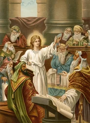 Jesus ensina no Templo (lito colorido)