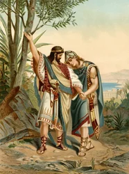A amizade de Jonathan e David (lito colorido)