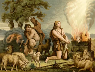 Sacrifícios de Caim e Abel (cor litho)