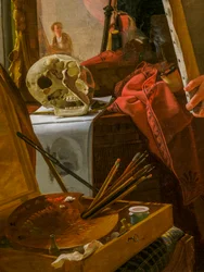 Um jovem artista (Ditlev Blunck) a examinar um esboço num espelho