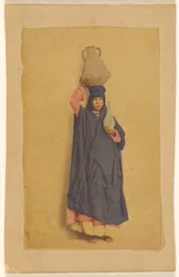 Mulher carregando jarros de água