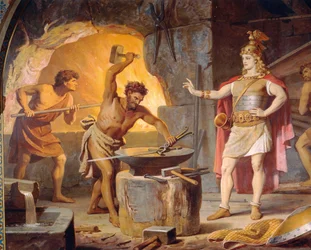 Sigurd vai para o anão Mime, da Saga Sigurd, salão inferior, c.1882-83 (mural)