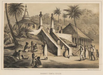 Templo budista, Ceilão, 1855