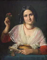 Uma mulher romana em trajes extravagantes