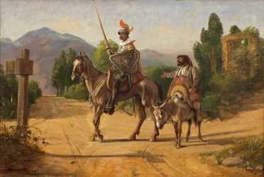 Dom Quixote e Sancho Pança num cruzamento, depois de 1847 (óleo sobre tela)