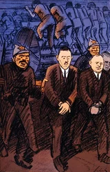 Caricatura dos engenheiros alemães na Rússia, da revista 