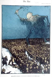 "Pobreza", caricatura pró-socialista que critica a política do Segundo Império Alemão (1870-1914)