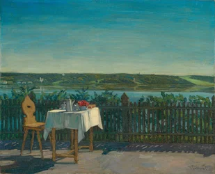 Mesa de café no lago de Starnberg