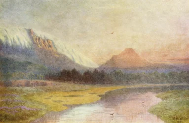 Pôr do sol na cabeça do leão, efeito do vento de sudeste (litografia a cores)