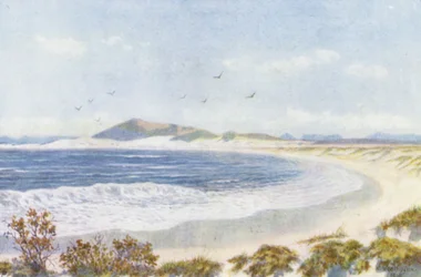 Blaauwberg e Cabeça da Baía da Mesa (litografia a cores)