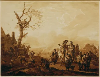 Pilhagem de uma vila por soldados