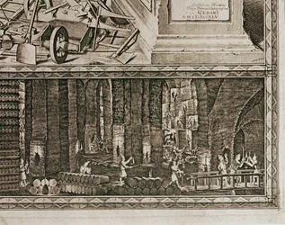 As minas de sal de Wieliczka, perto de Cracóvia, produziam cerca de um terço do rendimento dos reis polacos ... (gravura)