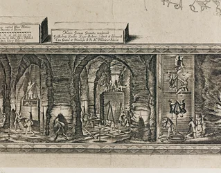 As minas de sal de Wieliczka, perto de Cracóvia, produziam cerca de um terço do rendimento dos reis polacos ... (gravura)