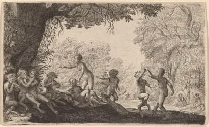 Bacchanal com um casal de dança à direita.