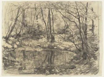 A lagoa coberta de vegetação em Ewijkshoeve