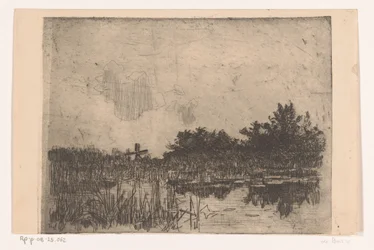 Lago com junco e moinho de água, perto de Giethoorn Kolk com moinho de água (Giethoorn) (título original)