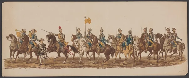 Procissão delft de 1862, primeiro grupo
Fourth Lustrum of the Royal Academy at Delft - Ao. 1862 - Desfile com fantasia (título da série sobre o objecto)