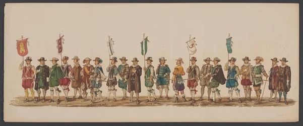 Procissão delft de 1862, quinto grupo
Fourth Lustrum of the Royal Academy at Delft - Ao. 1862 - Desfile com fantasia (título da série sobre o objecto)