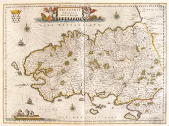 Bretagne, em "Theatrum Orbis Terrarum, sive Atlas Novus" de Willem Blaeu, Amesterdão