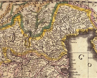 Mapa da região de Veneza, Itália. Atlas de William Blaeu (1571 - 1638)