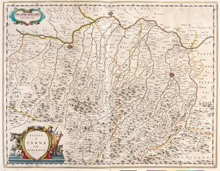 Cidades de Parma e Piacenza, Itália, em "Theatrum Orbis Terrarum, sive Atlas Novus" de Willem Blaeu, Amesterdão