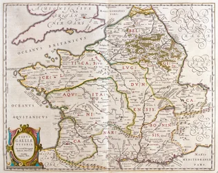 Países da antiga França, em "Theatrum Orbis Terrarum, sive Atlas Novus" de Willem Blaeu, Amesterdão