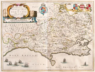 Dorchester (Dorset), em "Theatrum Orbis Terrarum, sive Atlas Novus" de Willem Blaeu, Amesterdão