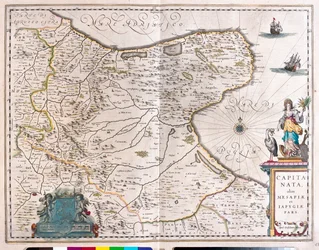 Foggia, Itália, em "Theatrum Orbis Terrarum, sive Atlas Novus" de Willem Blaeu, Amesterdão