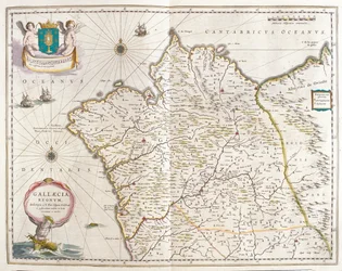 Galiza Espanha, em "Theatrum Orbis Terrarum, sive Atlas Novus" de Willem Blaeu, Amesterdão
