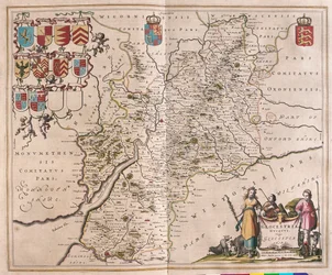 Glouchester, em "Theatrum Orbis Terrarum, sive Atlas Novus" de Willem Blaeu, Amesterdão