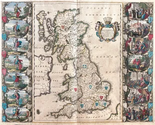 Grã-Bretanha, em "Theatrum Orbis Terrarum, sive Atlas Novus" de Willem Blaeu, Amesterdão