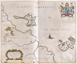Holy island e lindisfarne, em "Theatrum Orbis Terrarum, sive Atlas Novus" de Willem Blaeu, Amesterdão