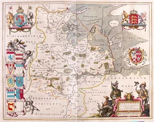 Huntington shire, em "Theatrum Orbis Terrarum, sive Atlas Novus" de Willem Blaeu, Amesterdão