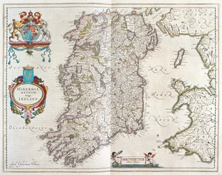 Irlanda, em "Theatrum Orbis Terrarum, sive Atlas Novus" de Willem Blaeu, Amesterdão