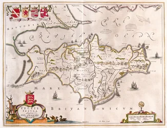Ilha de Wight, em "Theatrum Orbis Terrarum, sive Atlas Novus" de Willem Blaeu, Amesterdão