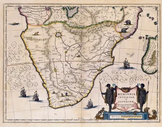 Mapa da Etiópia e da África do Sul. (gravura