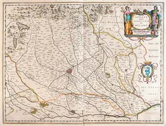 Milão, Itália, em "Theatrum Orbis Terrarum, sive Atlas Novus" de Willem Blaeu, Amesterdão