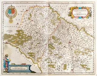Orleans - estampes - corbeil - Sens - auxerre - região do Loire, em "Theatrum Orbis Terrarum, sive Atlas Novus" de Willem Blaeu, Amesterdão