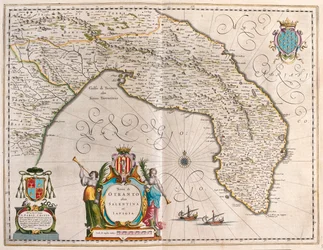 Otranto, Salento, Lecce, Puglia, Itália, em "Theatrum Orbis Terrarum, sive Atlas Novus" de Willem Blaeu, Amesterdão