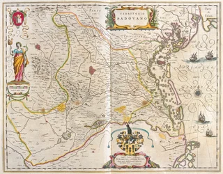 Padova, Itália, em "Theatrum Orbis Terrarum, sive Atlas Novus" de Willem Blaeu, Amesterdão